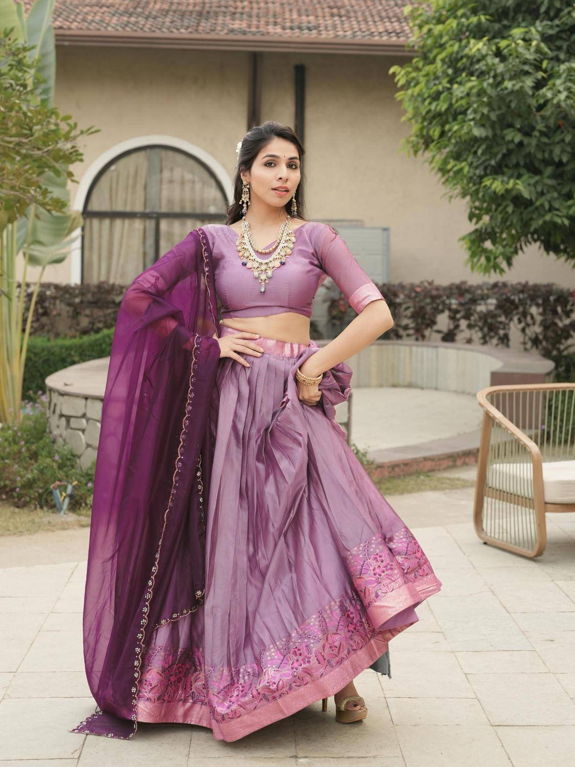 GRTN 8134 Shimmar WINE Heavy embroidered lehengha choli